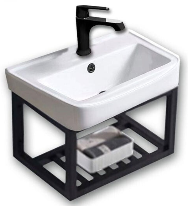 NERINA 45 Metallic Black - Set Έπιπλο Μπάνιου Κρεμαστό
