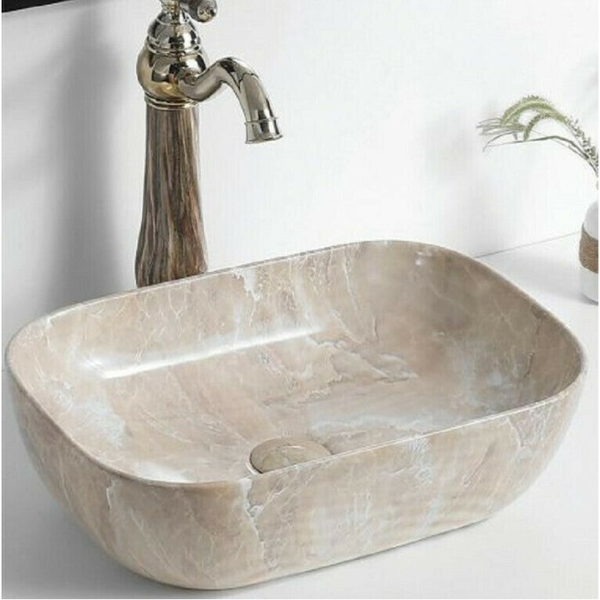 ELEGAN 3 Marmo Beige - Νιπτήρας Επιτραπέζιος Μπεζ Μάρμαρο