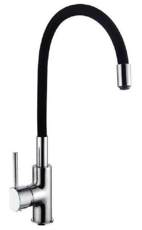 DOMANI Chrome/Black for sink - Μπαταρία Νεροχύτη με εύκαμπτο ρουξούνι