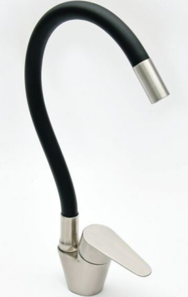 AETOS Chrome/Black for sink - Μπαταρία Νεροχύτη με εύκαμπτο ρουξούνι