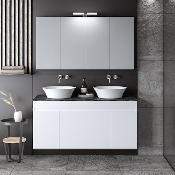 OMEGA 120 Double Top White Gloss - Set Έπιπλο Μπάνιου