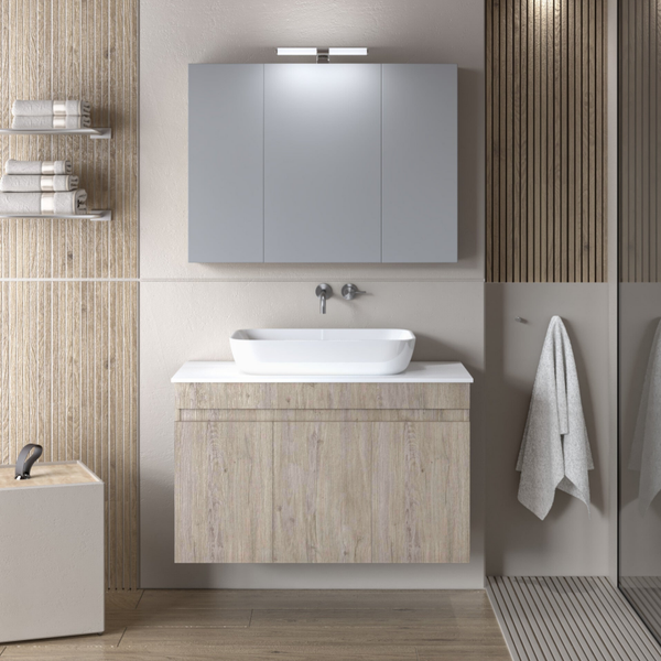 OMEGA 90 Top Beige Oak - Set Έπιπλο Μπάνιου