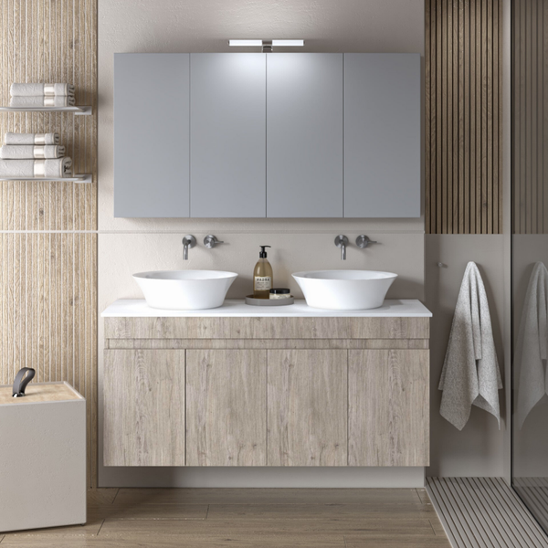 OMEGA 120 Double Top Beige Oak - Set Έπιπλο Μπάνιου