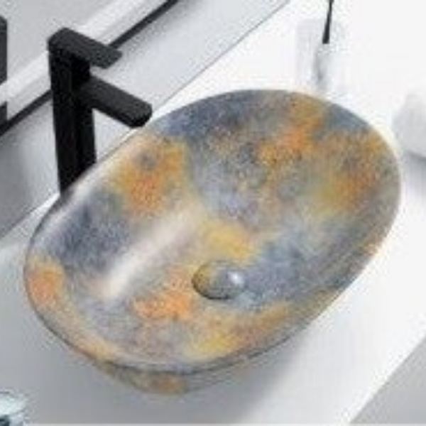 DS 9638 P-193 [55x39] Grey Yellow - Νιπτήρας Επιτραπέζιος Γκρι Κίτρινο