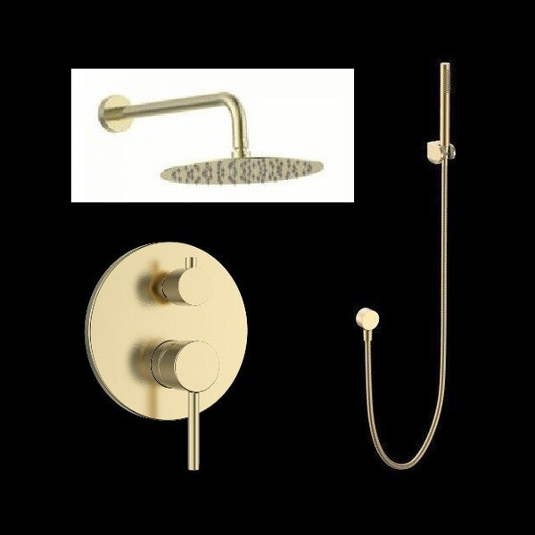 GINI Wall Gold 2 for shower - Εντοιχισμένη Μπαταρία Λουτρού διπλής ροής