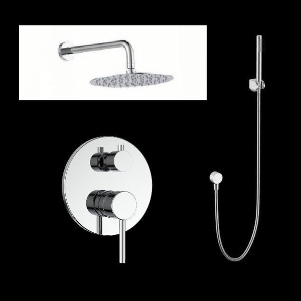 GINI Wall Chrome 2 for shower - Εντοιχισμένη Μπαταρία Λουτρού διπλής ροής
