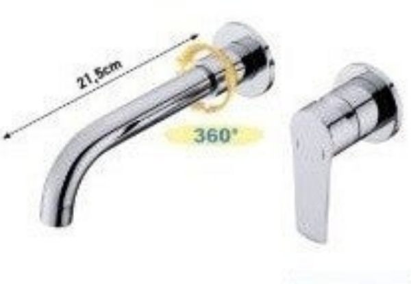 F-SERIES Wall Chrome for washbasin - Εντοιχισμένη Μπαταρία Νιπτήρος