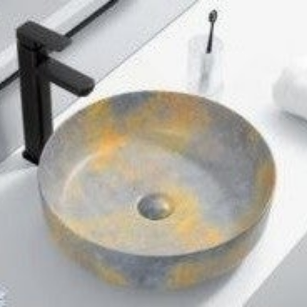 DS 9536 P-193 [φ46] Grey Yellow - Νιπτήρας Επιτραπέζιος Γκρι Κίτρινος