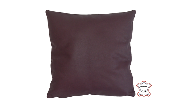 Coussin en cuir aubergine