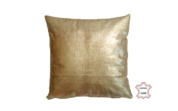 Coussin en cuir velours doré