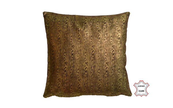 Coussin en cuir doré imprimé métallisé