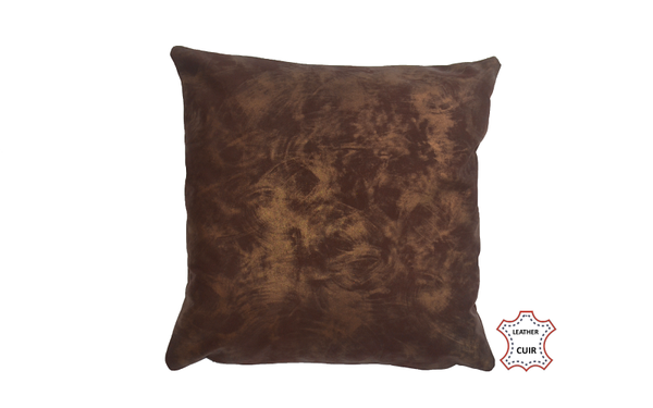 Coussin en cuir marron nuage d'or