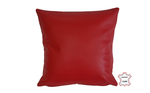 Coussin en cuir nappa rouge coquelicot