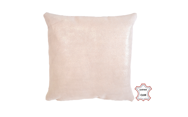 Coussin en cuir suède blanc rosé pailleté