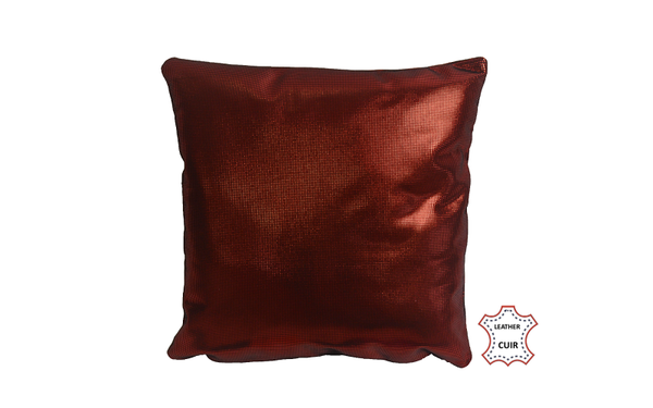 Coussin en cuir velours rouge métallisé