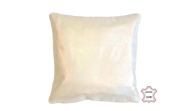 Coussin en cuir suède argent brillant