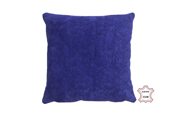 Coussin en cuir suède lavande et rose