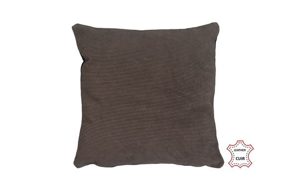 Coussin en cuir velours taupe et noir