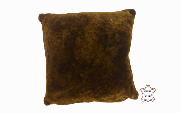 Coussin en peau de mouton lainé vert kaki
