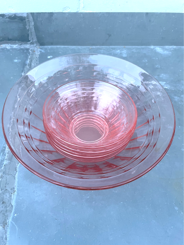 Schaal met 5 kleine schaaltjes, glas