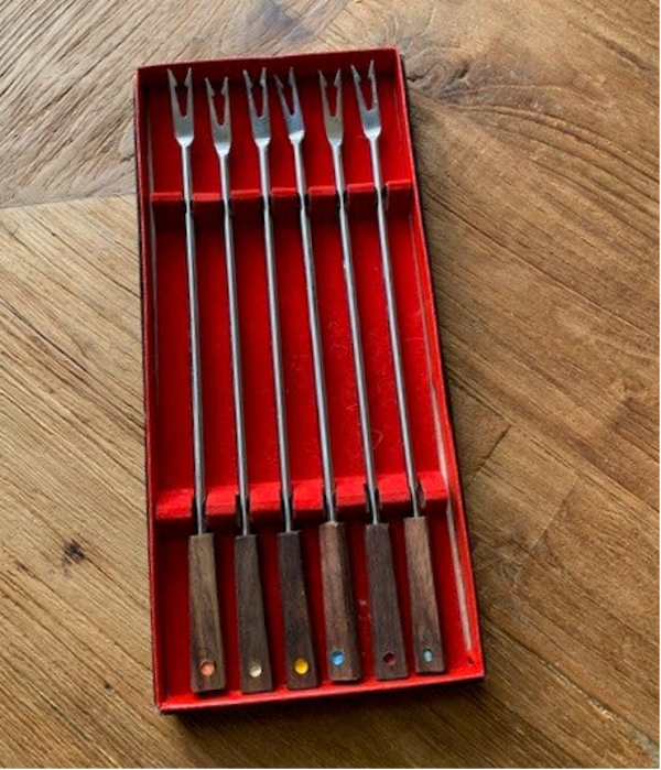 Set van 6 fonduevorken in originele doos