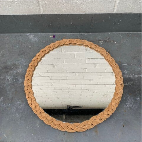 Ronde rieten spiegel