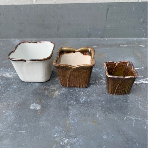 Set van drie minatuur bloempotjes