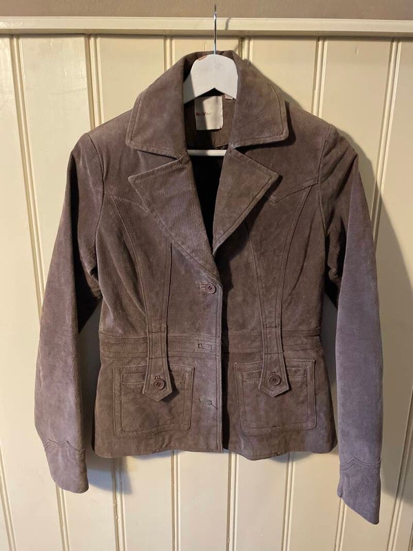 Retro Leren damesjasje, taupe