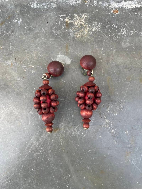 Oorclips kralen, bruin