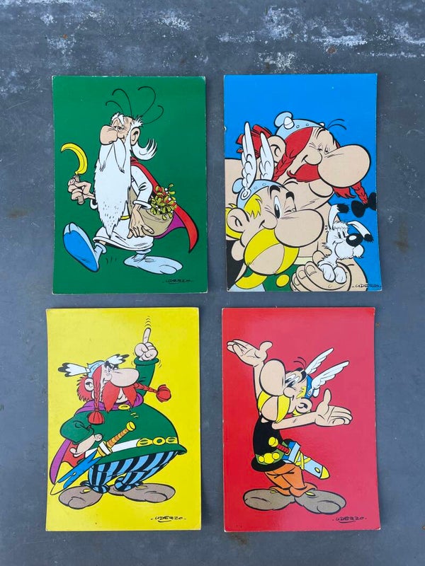 Set van 4 Iglo ansichtkaarten, Astérix en Obélix, jaren 60