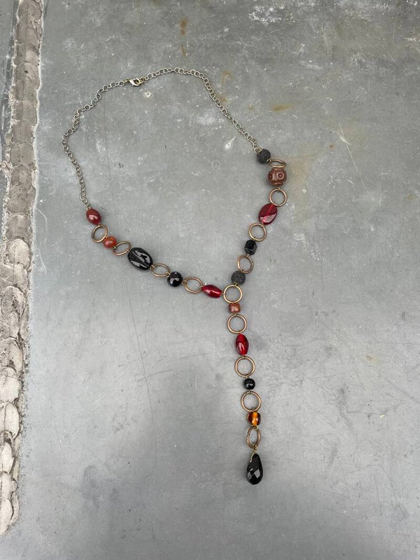 Messing ketting met kralen