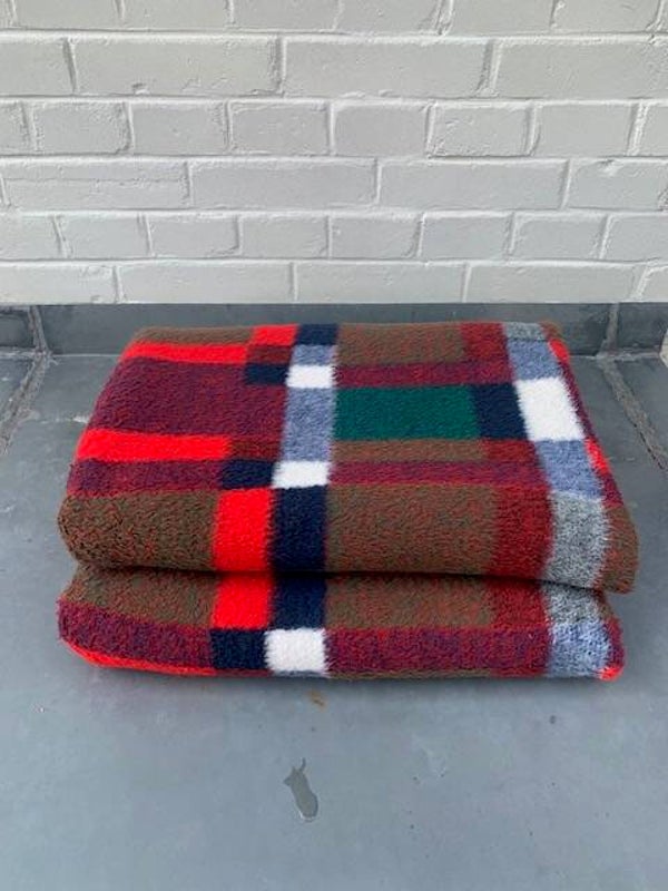 Geruit wollen deken, 1 persoons