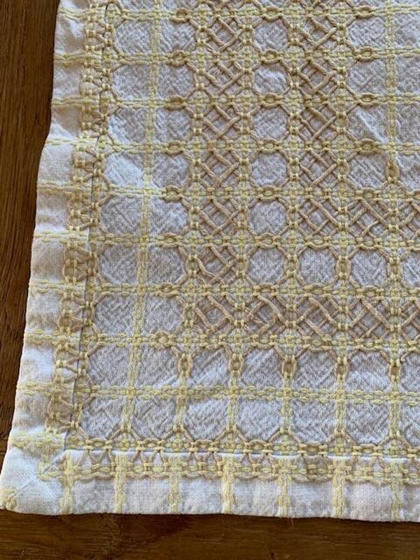 Beiersbont, tafelkleedje, geel/wit