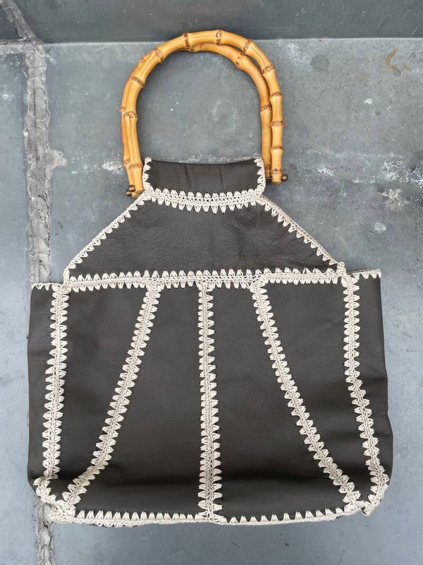 Patchwork tas, skai en bamboe