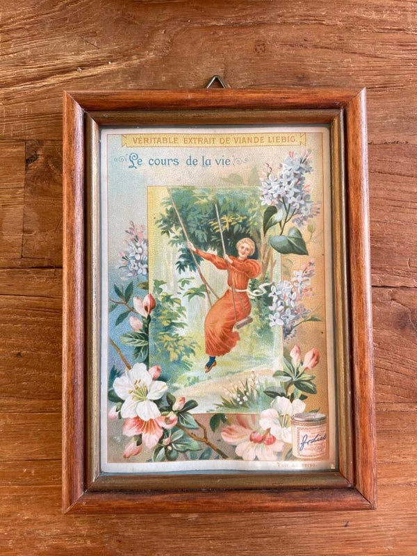 Lijstje met antieke verzamelkaart van Liebig