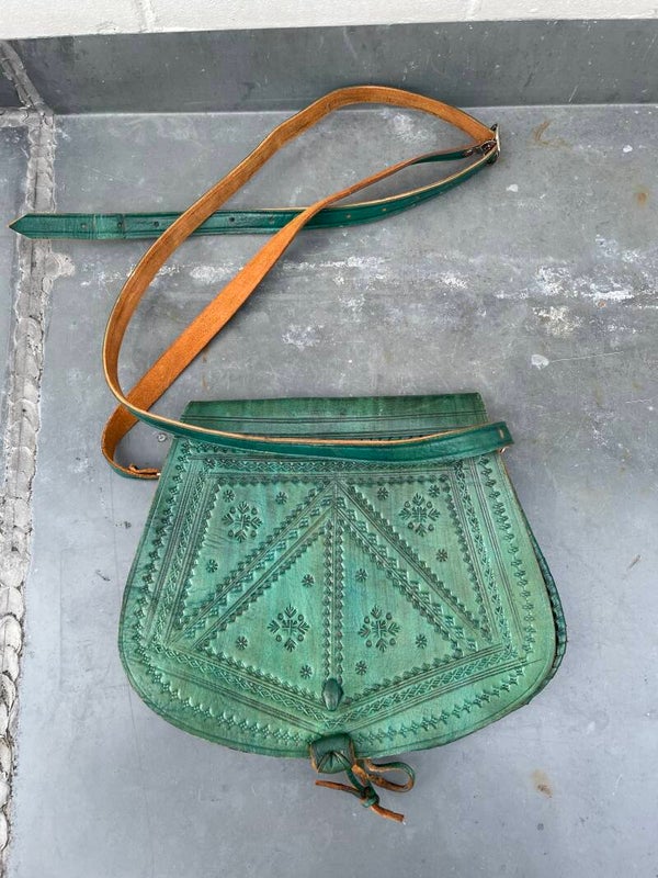 Zadeltas handgemaakt, groen