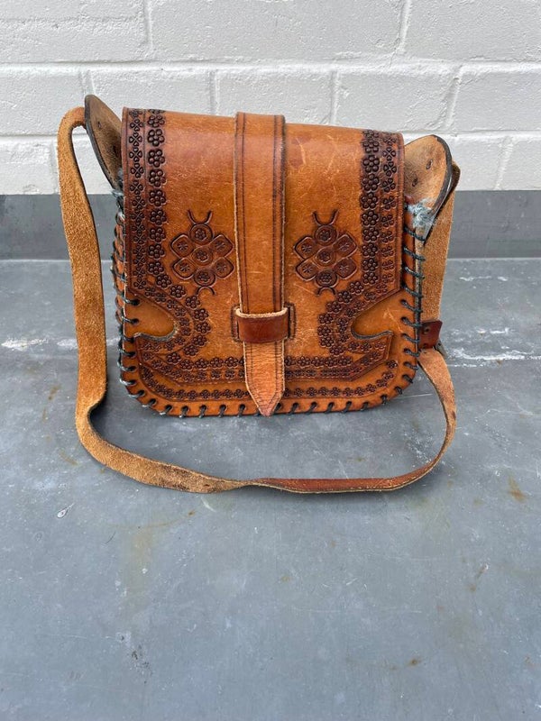 Zadeltas handgemaakt, cognac