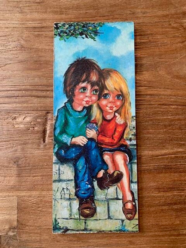 Vintage prent jongen en meisje