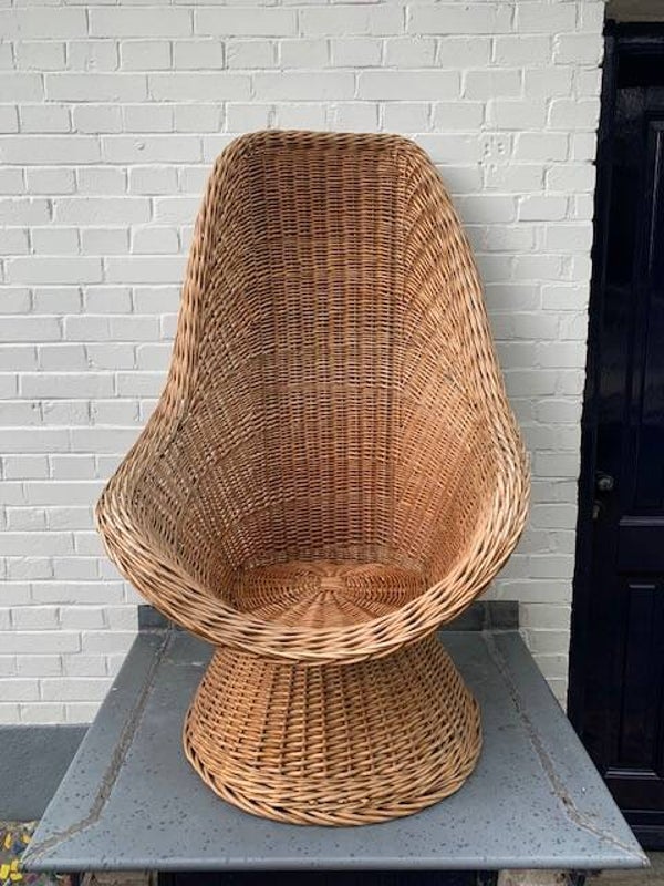 Grote rieten fauteuil