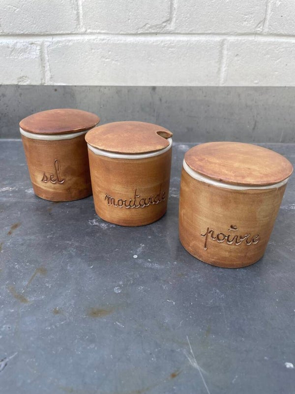 Set van 3 Franse potjes, La Poterie de la Colombe