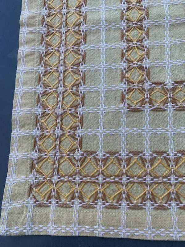 Beiersbont, kleedje geel/wit