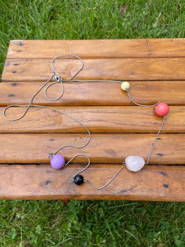 Vintage ketting, met rozenkwarts