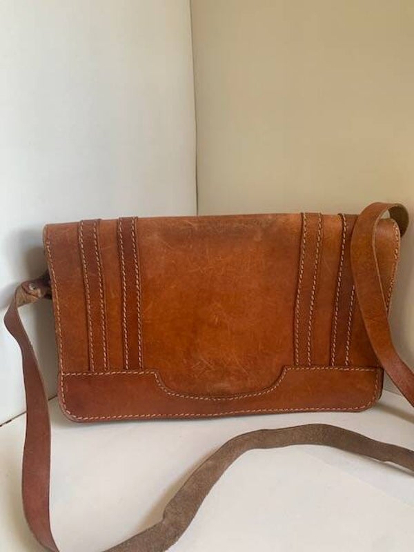 Vintage leren schoudertas
