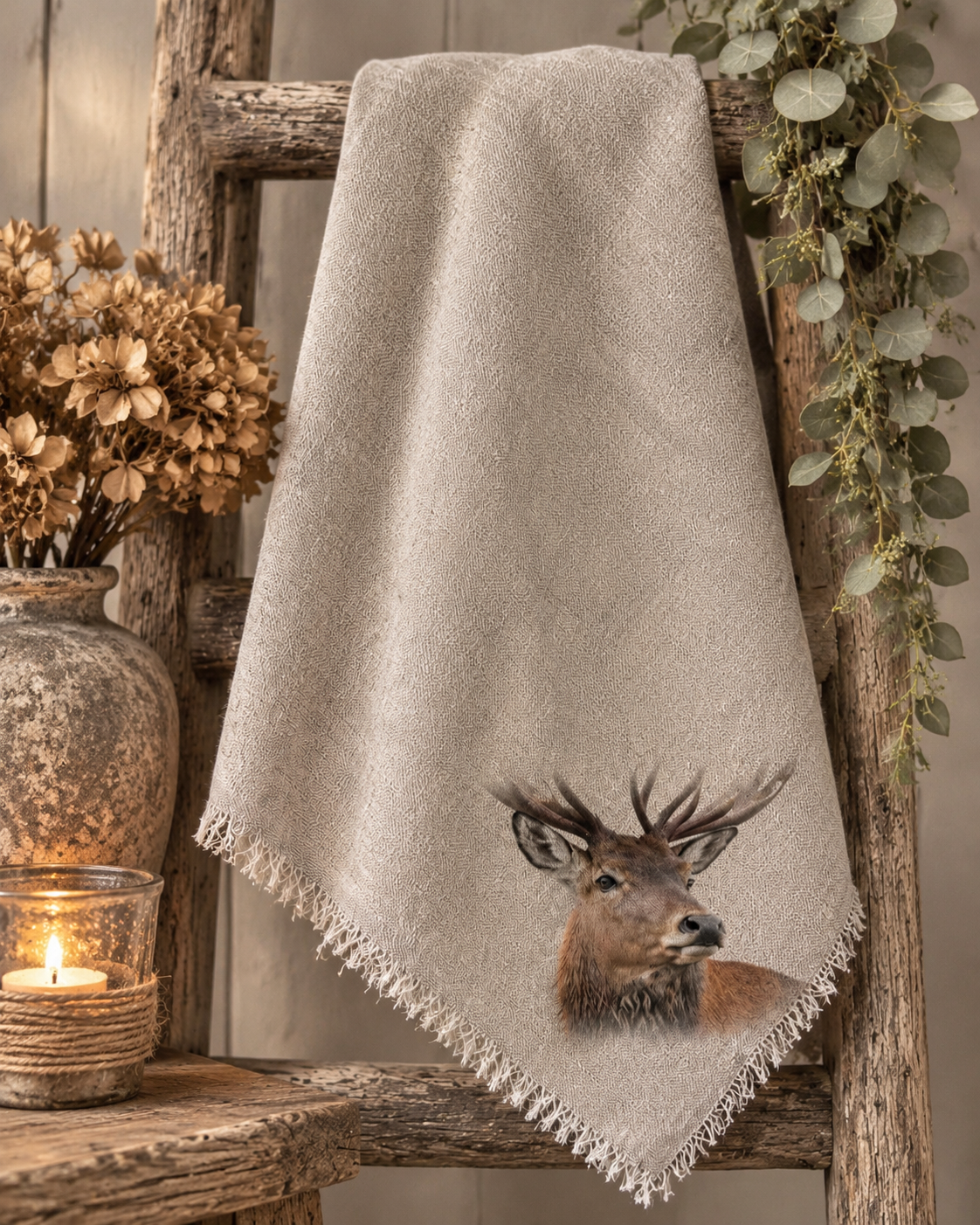 Landelijk shabby doek – Hert 🤎