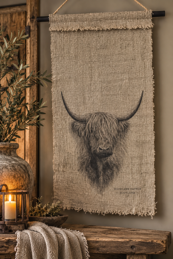 Landelijk Wanddoek – Schotse Hooglander Nino - Art 🤎