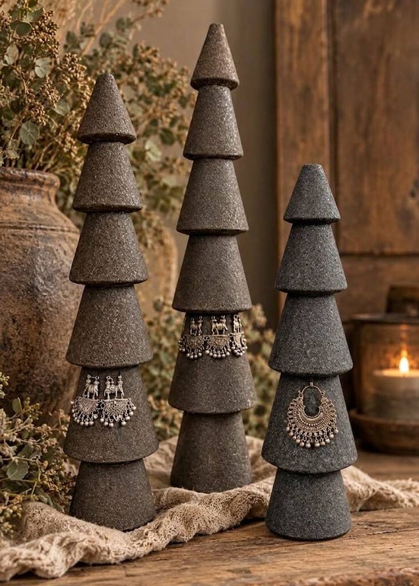 Exclusieve Set van 3 Rustieke Decoratieboompjes