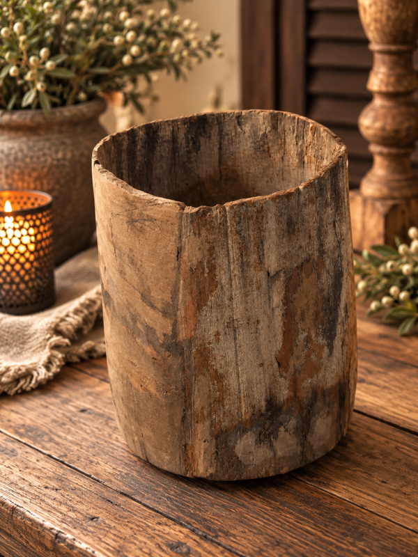 Authentieke houten pot – Stoer & Landelijk 🤎