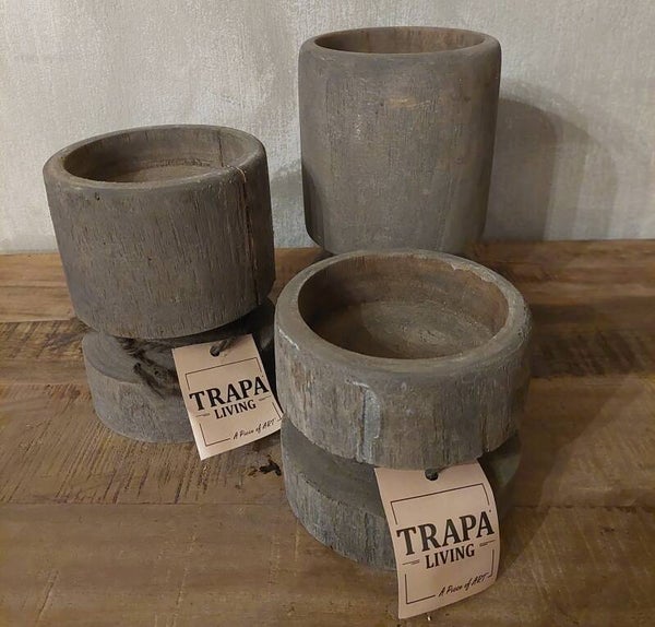 Set van 3 Sfeervolle Houten Kandelaars
