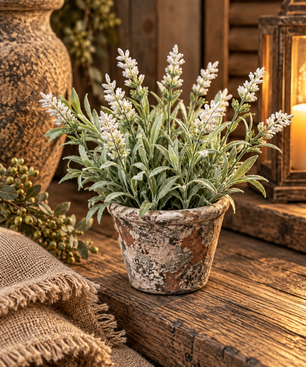 Terracotta potje met kunst lavendel