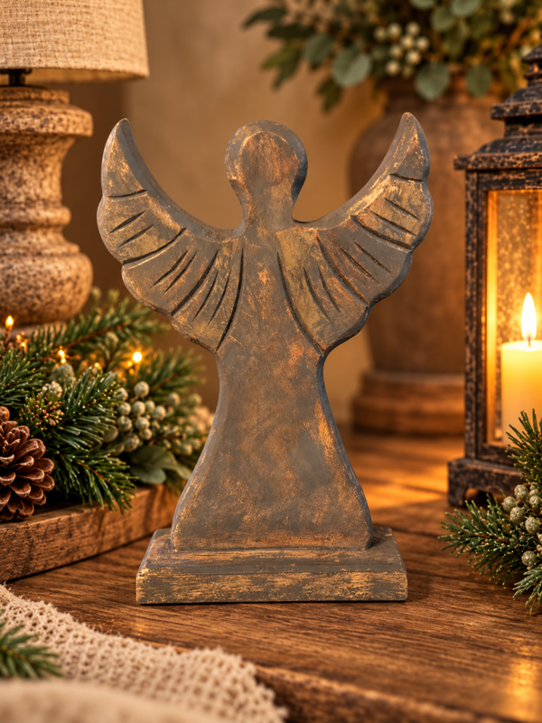 Houten Kerstboom & Engel – Stoer Landelijk 🤎
